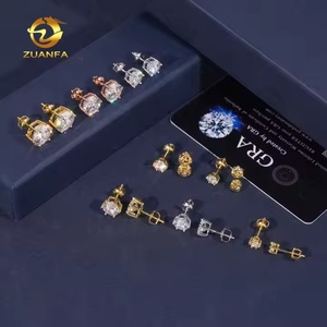 VVS D Moissanite yuvarlak kesim 4 ila 10mm 6 çatalak Trendy takı kulak çıtçıt Unisex 925 ayar gümüş özel vida geri damızlık küpe - Product Image 5