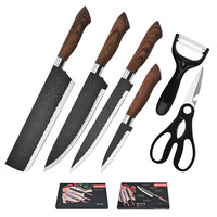 Ensemble de couteaux de chef en acier inoxydable Hyri, 6 pièces, avec boîte cadeau, pour la cuisine, ensembles de couteaux de cuisine, outils forgés martelés, avec boîte cadeau