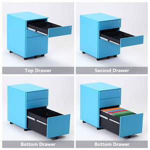 <b>Simple</b> Factory-sell Classic Modern Home Office Steel Movable File Cabinet <b>Desk</b> Mobile Pedestal Work Space School Large Capacity - Product Image 4