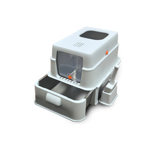 Bac à litière pour chat en acier inoxydable, rectangulaire, capacité de 20 kg, fermé, anti-éclaboussures, facile à nettoyer, accessoires pour animaux de compagnie - Product Image 3
