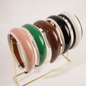 Diademas de Cuero PU de Lujo para Mujer, Color Sólido, Anchas y Brillantes, con Diseño Antideslizante - Product Image 1