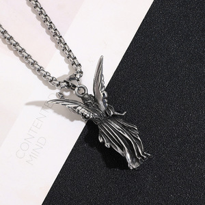 yunnique Stainless Steel Angel Pendant Necklace Unisex Retro Fashion Jewelry Wings Design JD215 - Product Image 3