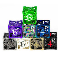 Set Dadu D&D RPG Kustom Purple Hollow Dragon D20 Logam Hitam dengan Tepi Tajam, Dadu Polihedral untuk Dungeons