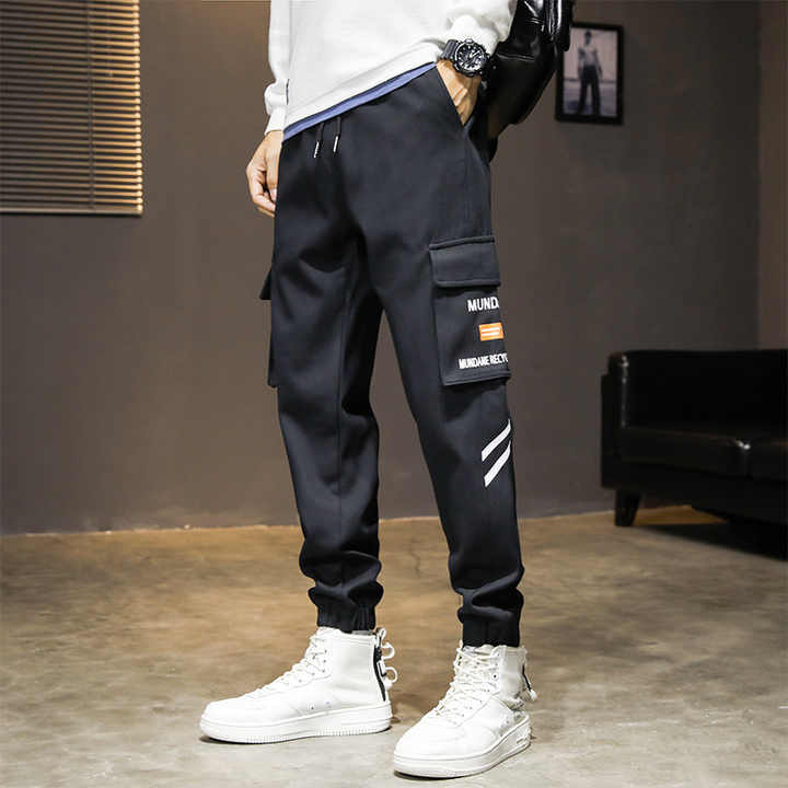 男　瘦腿裤子 工作服卡其色黑色长工作裤套装瘦腿开口货物斜纹男士裤|