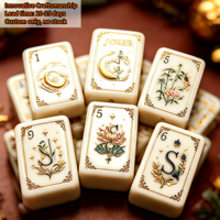 Jeu de Mahjong Américain de Luxe Personnalisé en Or avec Tuiles à Motif Lotus Gravé, Couche Unique, 160 Tuiles en Acrylique, Idéal pour Cadeau et Collection