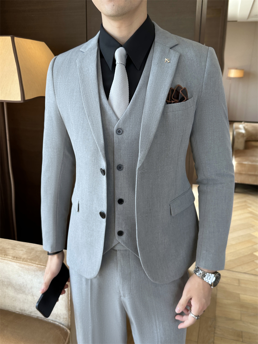 9889 Gris claro (traje + chaleco + pantalón de vestir)