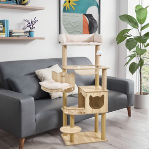 Doğrudan tedarik büyük yarı dairesel Sisal kedi ağaç evi entegre kedi tırmalama sütunu tırmanma çerçeve karton Scratcher kurulu - Product Image 5