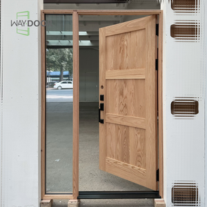 אישורים מותאמים אישית לגמרי גמור דלת כניסה מעץ עם זכוכית אחד sidelite מעץ מלא דלת חיצונית - Product Image 2