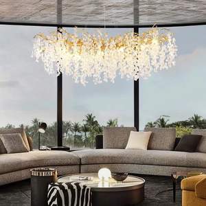 French Aluminum Golden Snow Glass Light Hotel Living Room <b>Tree</b> Branch Raindrop Led <b>Crystal</b> Chandeliers - Product Image 5