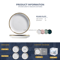 Assiettes de restaurant, assiette en porcelaine, plat rond blanc, vaisselle de luxe, vaisselle en céramique, assiettes à dîner blanches