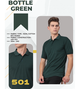 T-shirt élégant pour homme en tissu 100% coton bio-lavé, 240 GSM, tissu doux, confortable, durable, idéal pour l'été - Product Image 1