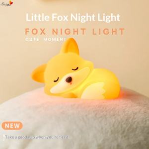 <span class=keywords><strong>Veilleuse</strong></span> <span class=keywords><strong>Renard</strong></span> à 2 Niveaux de Luminosité avec Minuteur de 20 Minutes OFF, Décoration Créative Mignonne, <span class=keywords><strong>Veilleuse</strong></span> en Silicone pour Enfants - Product Image 2