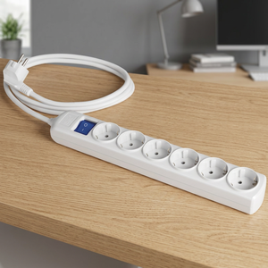 Enchufe múltiple blanco con interruptor, 3680W, 5 tomas, cable de 5m, 250V, 16A (Solera 8036IL) - Product Image 3