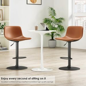 Chaises de bar en <span class=keywords><strong>hauteur</strong></span> de comptoir de bar <span class=keywords><strong>industriel</strong></span> du milieu du siècle tabourets de bar en or réglables pivotants en cuir Pu modernes pour la cuisine - Product Image 2