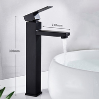 Robinet de lavabo de salle de bain en laiton et acier inoxydable SUS304 noir de luxe à trou unique