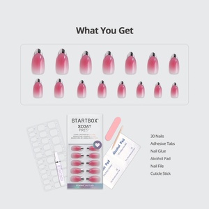BTARTBOX Faux Ongles Réutilisables en Forme d'Amande Moyenne, Vente en Gros, Ongles à Presser en Gel Souple Rose Ombré French Manucure - Product Image 3