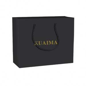 Sac cadeau de mariage de luxe recyclable KM en papier avec poignée en coton, finition mate haut de gamme - Product Image 4