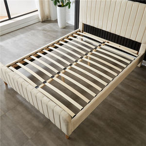 <span class=keywords><strong>Lit</strong></span> plateforme <span class=keywords><strong>de</strong></span> style européen en crème beige avec des motifs rembourrés doux, cadre <span class=keywords><strong>de</strong></span> <span class=keywords><strong>lit</strong></span> moderne King, meubles <span class=keywords><strong>de</strong></span> chambre à coucher - Product Image 3