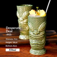 Tasses à cocktail en céramique créatives de style hawaïen Tiki Zombie Ghost Face pour les fêtes et la maison