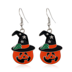 Boucles d'oreilles pendantes pour <span class=keywords><strong>femme</strong></span>, style gothique punk esthétique Halloween, plaqué or et noir, avec breloque fantôme durable en alliage de zinc - Product Image 5