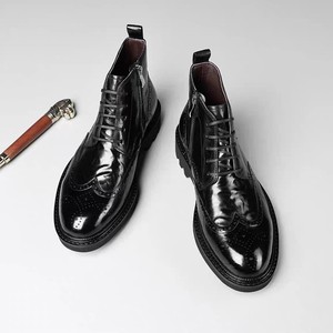 Nouvelles Chaussures Habillées Modernes en Cuir Véritable Façonnées à la Main, Imperméables et à Lacets pour Hommes – Idéales pour les Fêtes Formelles d'Automne, les Mariages et les Affaires - Product Image 6