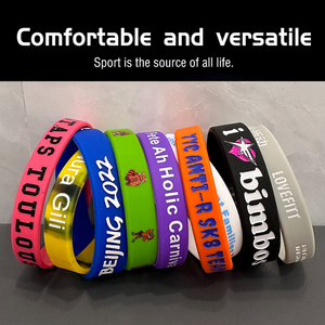 卸売ファッションカスタマイズゴム防水ブレスレットリストバンド印刷文字ロゴバスケットボールスポーツ - Product Image 3