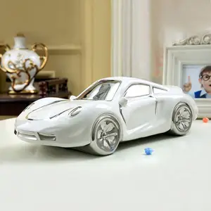 Creative design white car shape nordic luxury ceramic crafts table decoration for porch & office