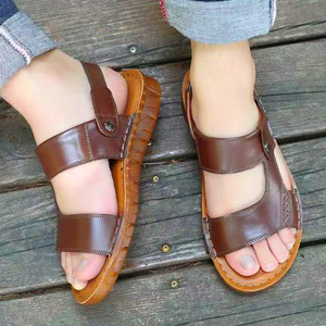 Sandalias de Verano para Hombre con Correa en T, Cuero Genuino, Punta Abierta, Suela de Goma Antideslizante, Zapatos Casuales de Playa - Product Image 4