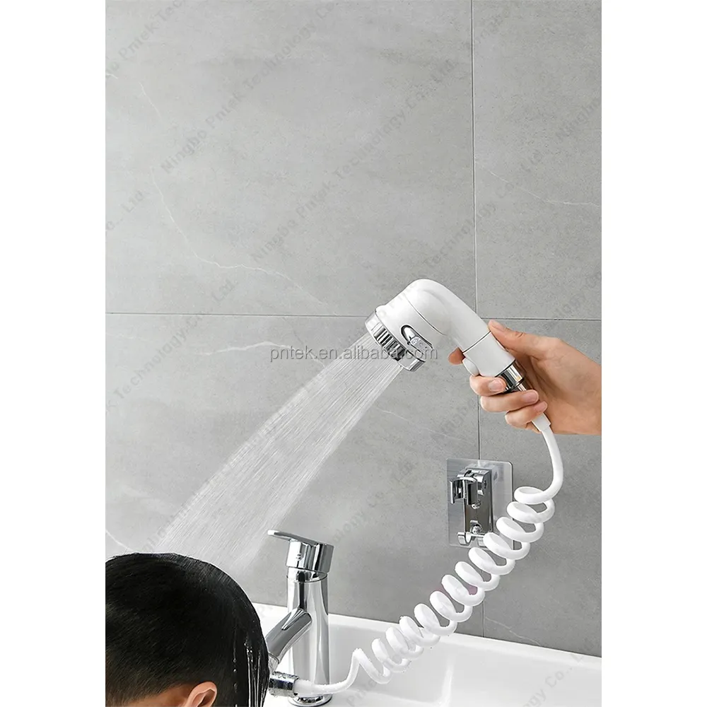 Tuyau de douche à ressort rétractable blanc 2M 3M, tuyau de douche de téléphone tuyau de douche Pu