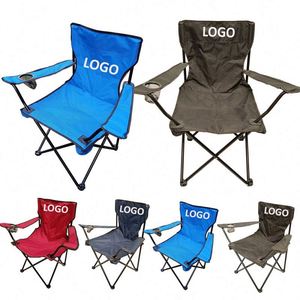 Outdoor Metal Fold Picnic Chairs Family Camping Chair Beach Chair With Mesh Cup Pocket - Product Image 1