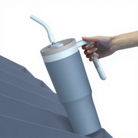 Gobelet isotherme en acier inoxydable de haute qualité Hong Ling avec poignée, grande capacité, tasse portable avec paille