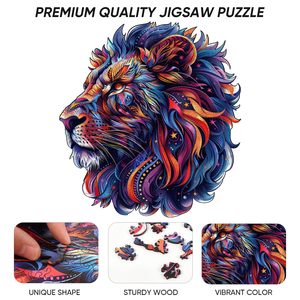 Puzzles en <span class=keywords><strong>bois</strong></span> Lion pour adultes Forme unique Puzzles pour adultes Puzzles en <span class=keywords><strong>bois</strong></span> irréguliers Meilleur cadeau - Product Image 3