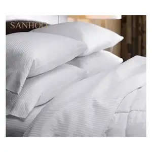 SANHOO Grosir Sarung Bantal Kamar Tidur 180TC 3 Dalam 1 Katun Seprai Tempat Tidur Ganda Katun Putih Seprai Ukuran King