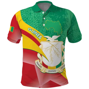 T-shirt personnalisé pour homme, style drapeau et armoiries de la Guinée Afro, en maille gaufrée courte, taille XL, idéal pour le golf, collection indépendante - Product Image 1