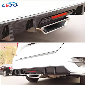 本田思域轿车<span class=keywords><strong>FC2</strong></span> FC5 FC6 2016-2021带刹车灯的黑色ABS碳外观汽车后保险杠唇扩散器侧分离器 - Product Image 2