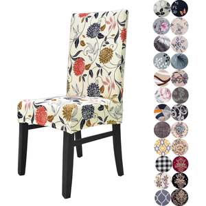 Lot de 4 housses de chaises de salle à manger extensibles modernes Motif de fleurs orange Coupe universelle Polyester doux Occasion de mariage en stock - Product Image 1