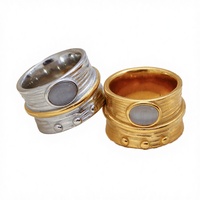 Cincin gelang batu mata kucing terlaris, berlapis baja tahan karat emas 18K, perhiasan cincin mewah ringan untuk wanita