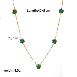 Collar de Acero Inoxidable con Cinco Flores para Mujer, Chapado en Oro de 18k, Colgante Colorido, Cadena para Clavícula, Joyería de Moda, Regalo - Product Image 5