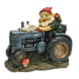 Estatua de resina de conejo a bordo del Tractor, estatua de nome de jardín en venta - Product Image 1