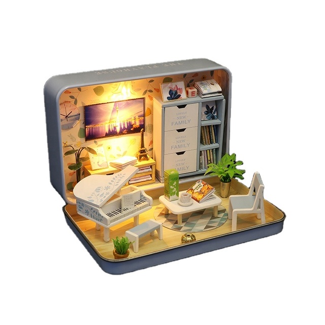 Hongda Odm Affordable Assembled Dollhouse Miniature Miniature Dolls House for Hand Craft Store With Acrylic