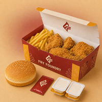 Emballage alimentaire personnalisé avec logo pour hamburgers, poulet frit, frites, carton à emporter, conteneur jetable, vente en gros, approvisionnement commercial