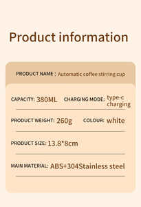 Producto Popular: Taza Mezcladora de Café, Taza Autoagitadora, Taza de Mezcla Automática, Taza de Acero Inoxidable Recargable por USB para Bebidas de Oficina - Product Image 2