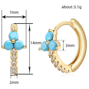 Orecchini in oro E3163 con gemma blu e accenti di diamanti, stile carino da indossare tutti i giorni per donna - Product Image 5