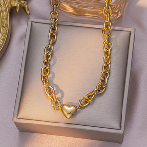 Collar/Pulsera de Acero Inoxidable Chapado en Oro Real de 14K, Nueva Tendencia de Instagram, Joyería con Dije de Corazón - Product Image 2