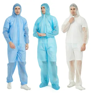 Best-seller descartável pp tecido não-tecido coverall protetora roupas de proteção coverall Para quartos livres de poeira