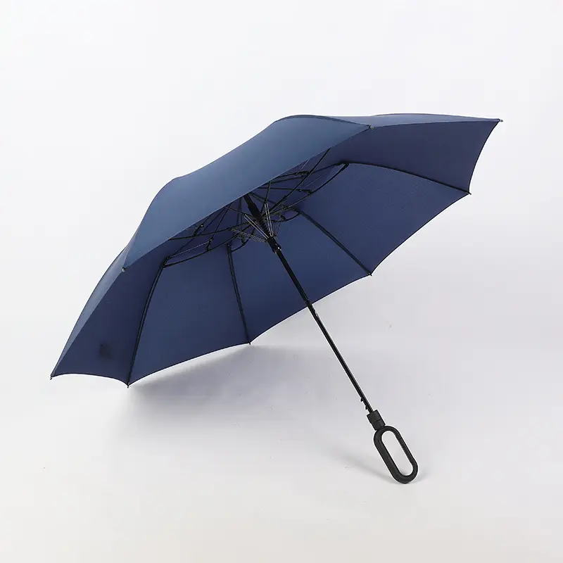 23inch auto open windproof fiberglass promotion two folding umbrella