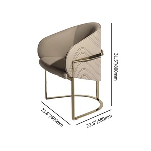 <span class=keywords><strong>Chaise</strong></span> de salle à manger moderne et élégante en cuir <span class=keywords><strong>microfibre</strong></span> <span class=keywords><strong>beige</strong></span> avec base en acier inoxydable - Product Image 4