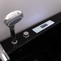 Baignoires noires, bains à remous pour deux personnes, en acrylique, d'angle, pour salle de bain intérieure, SPA, bain à remous avec robinet et oreillers