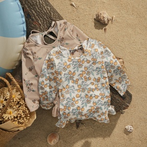 Traje de Baño con Estampado Floral Personalizado, Manga Larga, para Niñas de 1 a 4 Años, Traje de Baño Dulce de Verano para Bebés y Niñas - Product Image 1