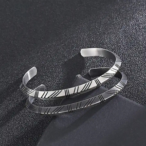 Bracciale in acciaio inossidabile all'ingrosso Fashion Design argento aperto donna uomo braccialetto gioielli - Product Image 6